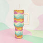 Neon Retro Stainless Steel Tumbler 38 Oz Screw Top & Straw Vacuum Insulated BPA Free - Tumblers from LemonDrop•LimePop