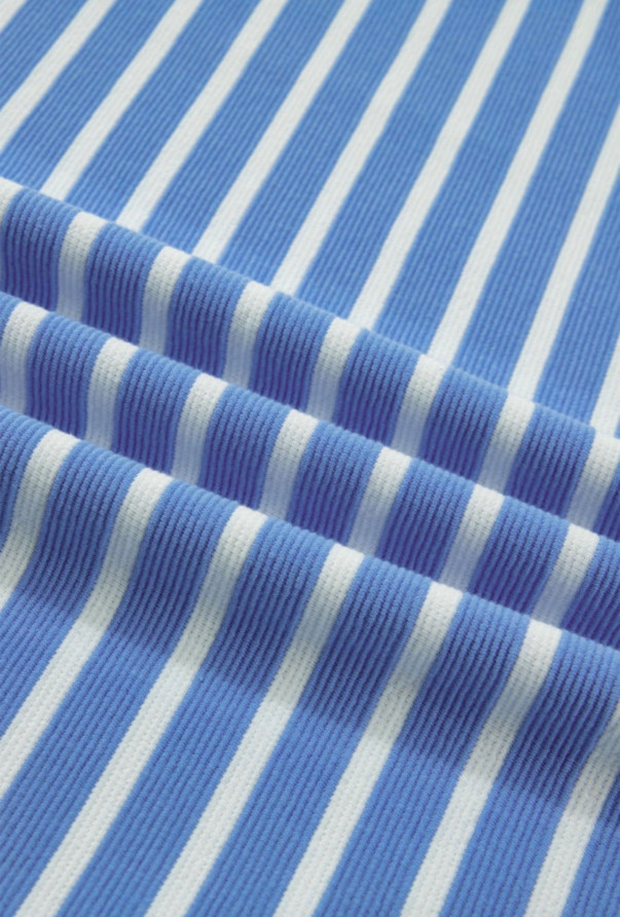 Blue Striped Contrast Trim Loose Short Sleeve Top - Clothing Tops from LemonDrop•LimePop