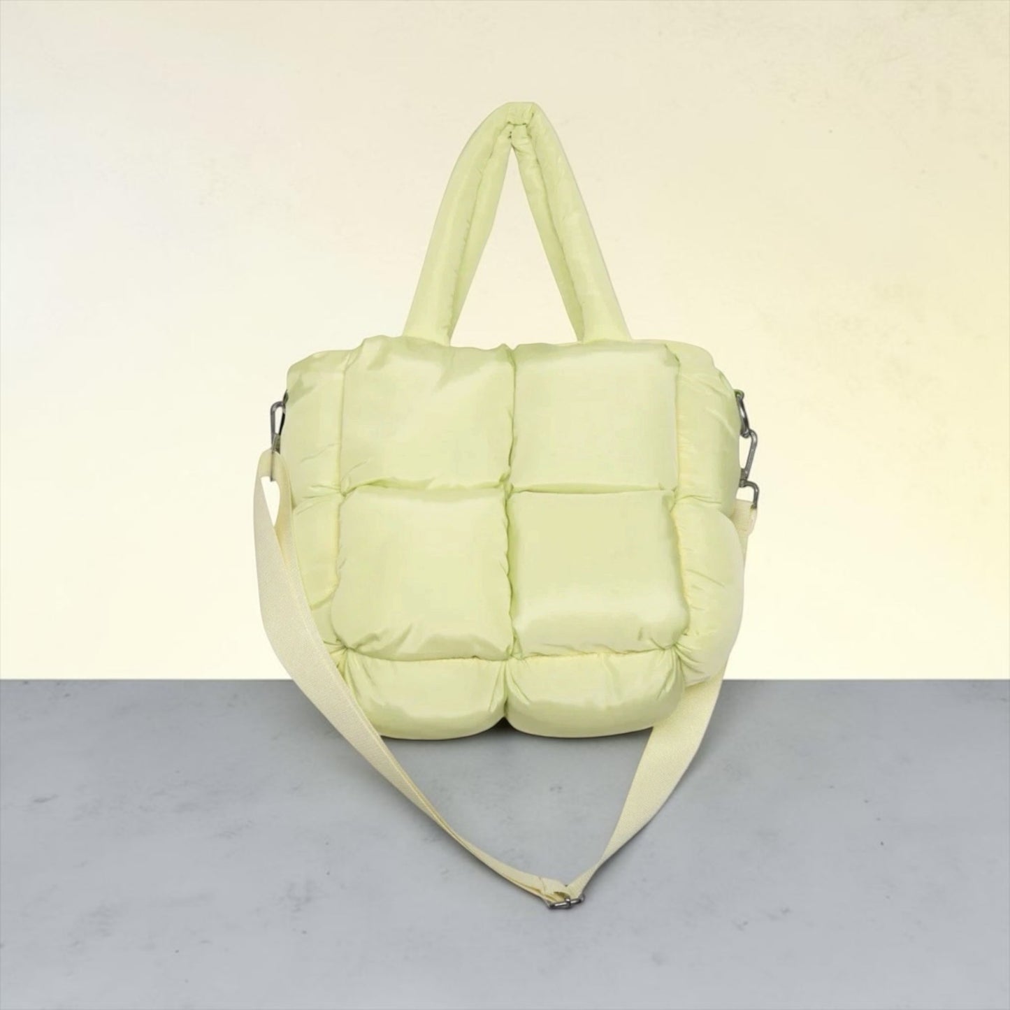 Lime Yellow Mini Puffer Tote Bag