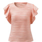 Apricot Pink Wavy Textured Ruffled Sleeve Top - Blouses from LemonDrop•LimePop