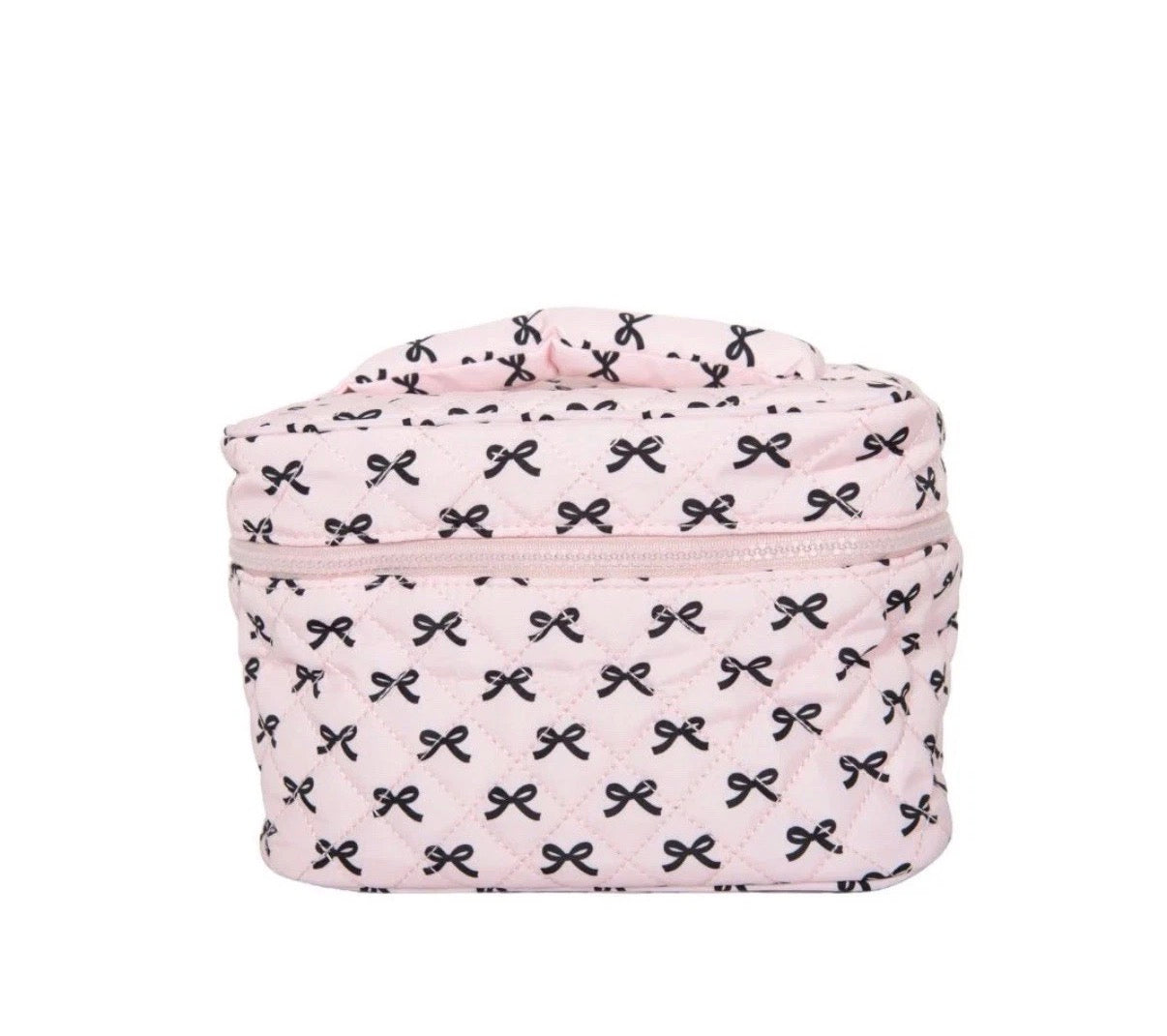 Mini Makeup Bag Black/Pink Bows - Makeup Bags from LemonDrop•LimePop