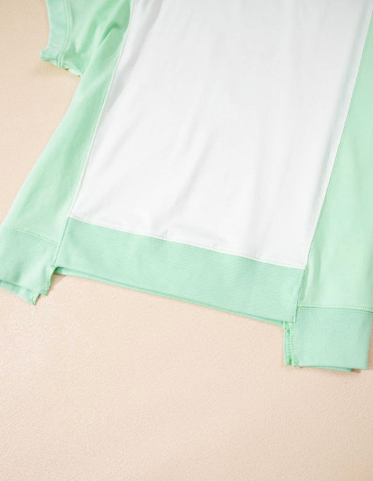 Light Green Color Block Exposed Seam Crew Neck T-Shirt - Clothing Tops from LemonDrop•LimePop