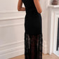 Solid Black Sheer Sleeveless Dress with Floral Lace Patchwork - Dresses from LemonDrop•LimePop