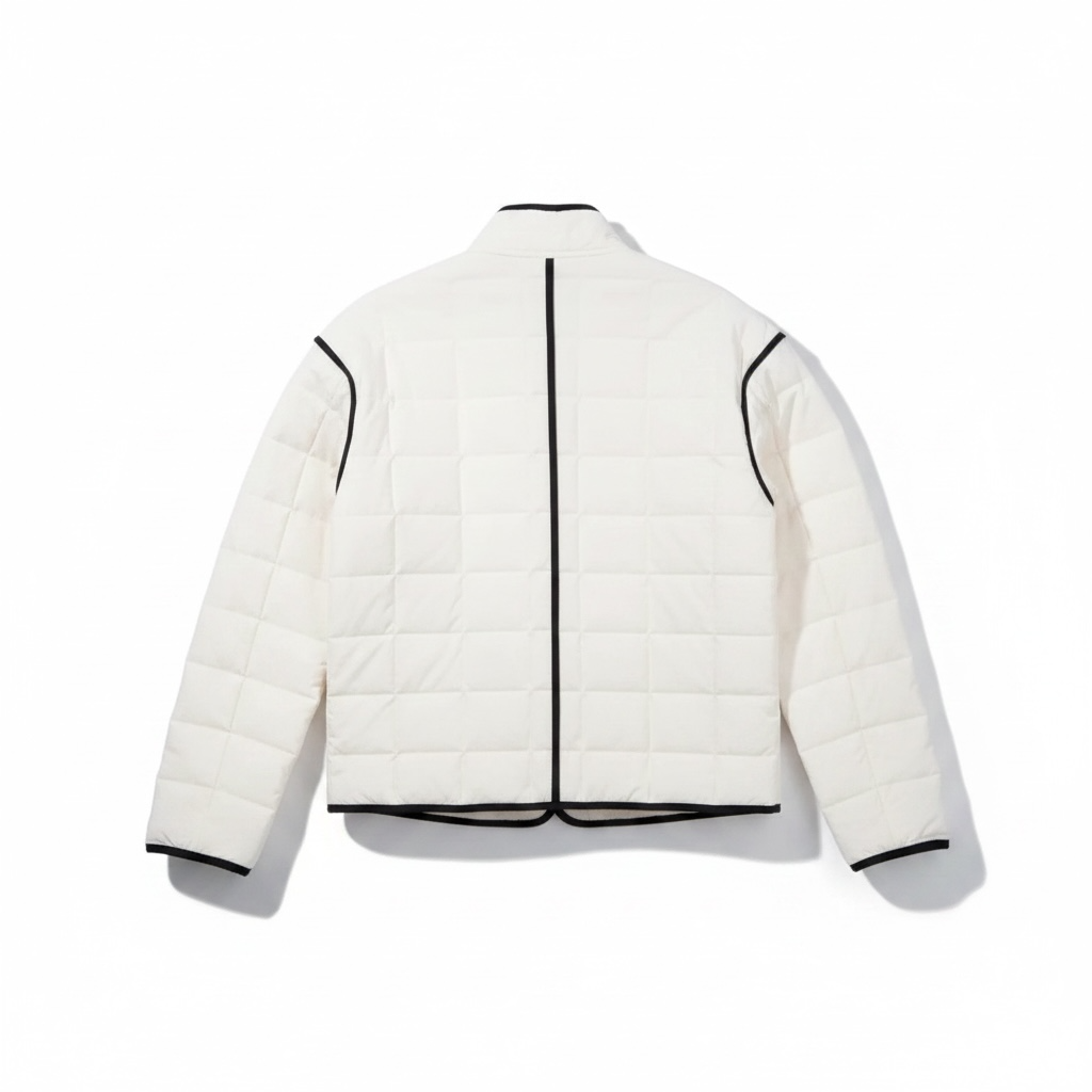 White Quilted Black Trim Womens Jacket
