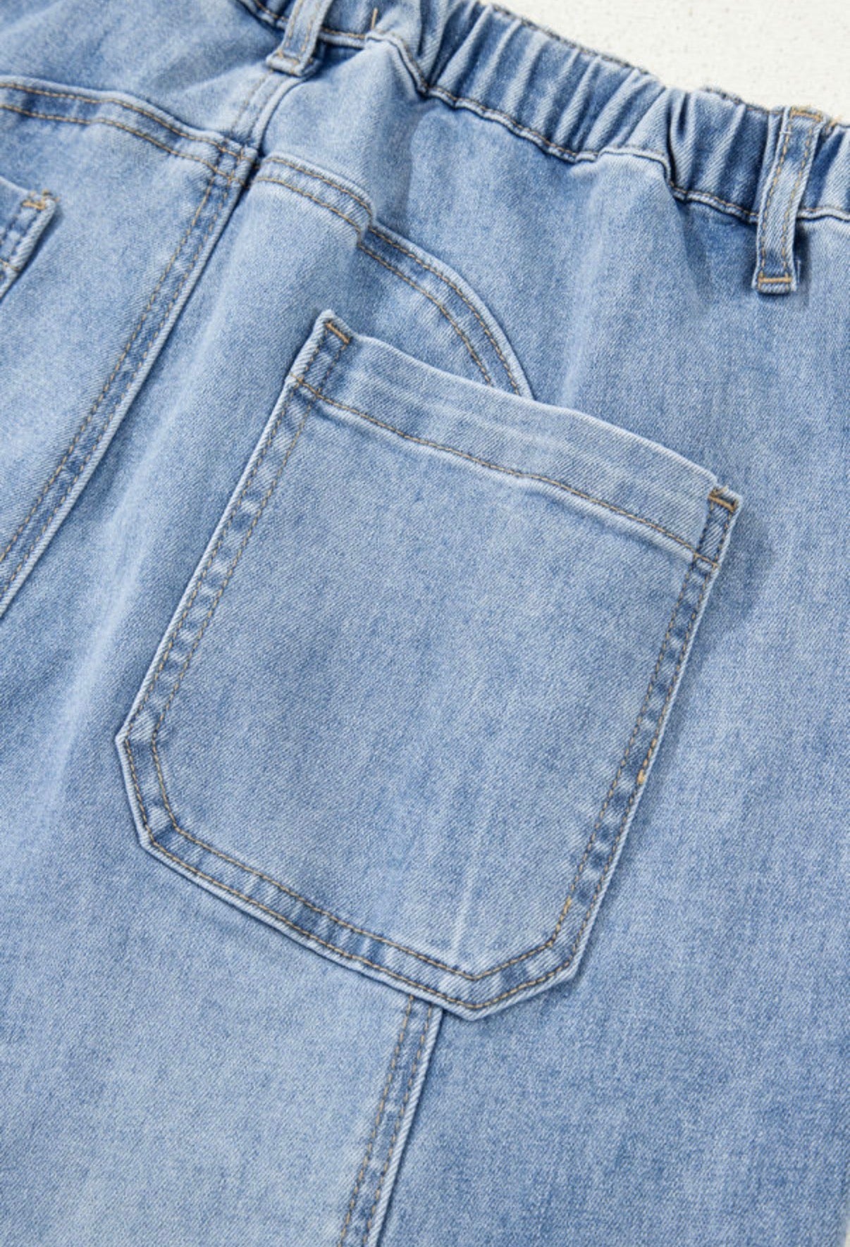 Beau Blue Drawstring Seam Detail Raw Hem Wide Leg Denim Pants - Jeans from LemonDrop•LimePop