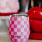 Hot Pink Checkerprint Stemless Wine Tumbler 12 OZ - Tumblers from LemonDrop•LimePop