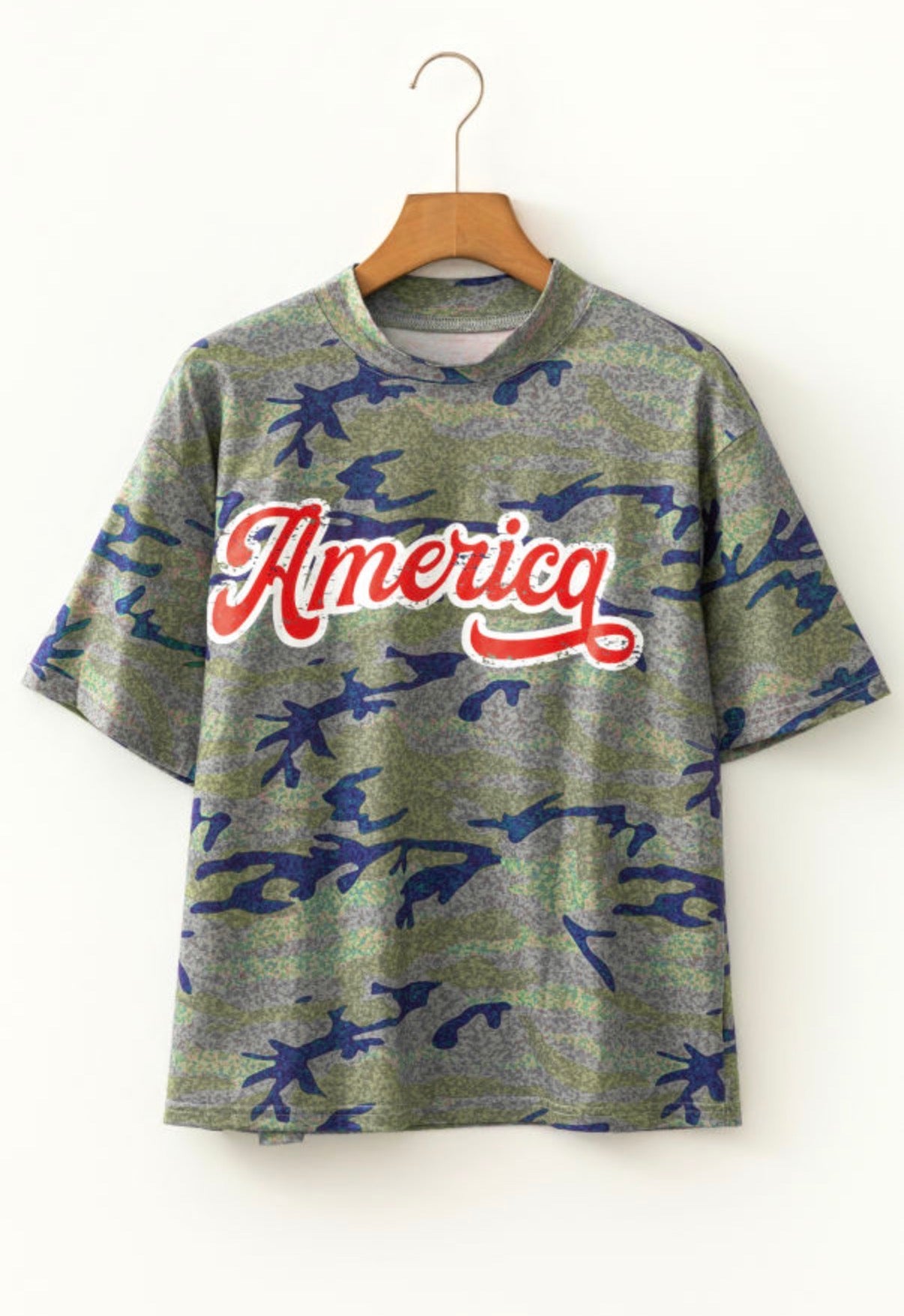 Camouflage Print America Patriotic Tee - T-Shirts from LemonDrop•LimePop