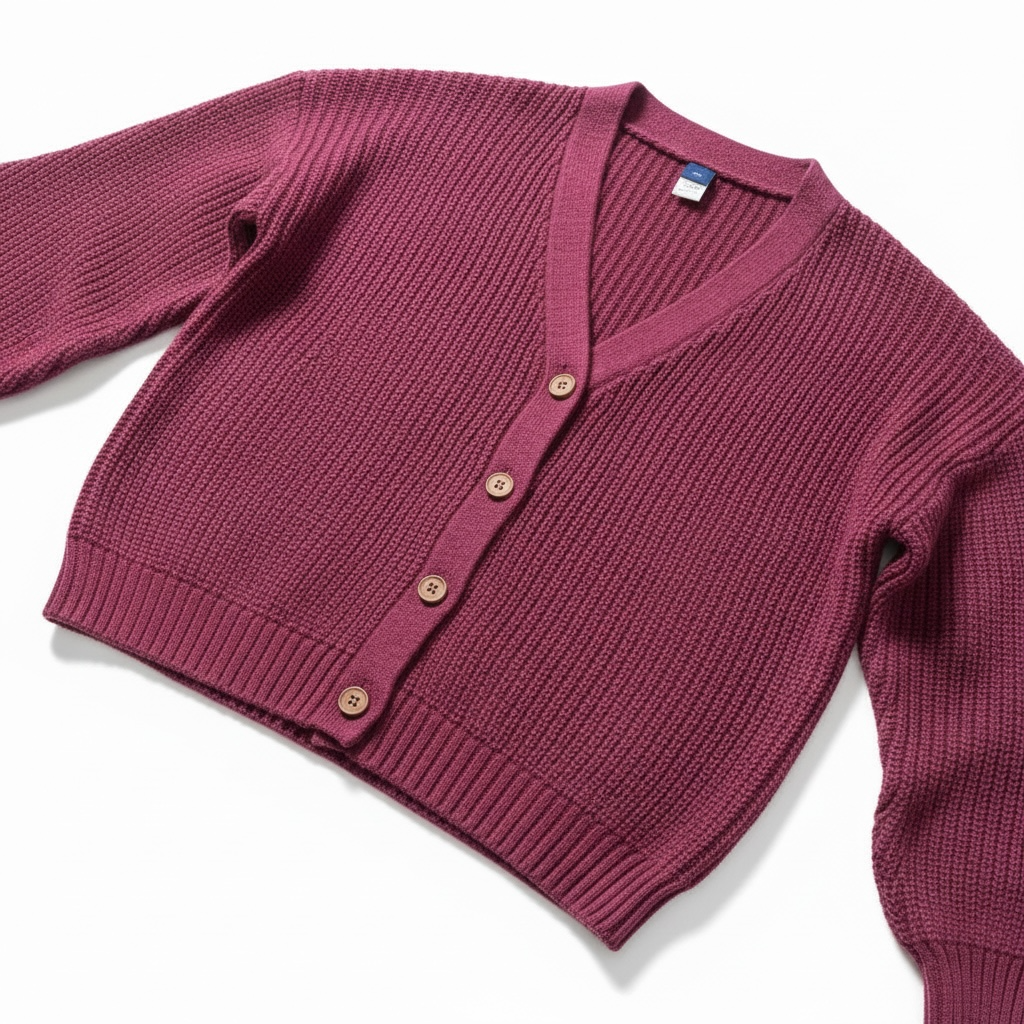 Old Navy Maroon V Neck Button Down Front Chunky Knit Cardigan Girls L(10)