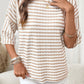 Noelle Textured Knit Top | Apricot Stripe Tee | Split Hem - T-Shirts from LemonDrop•LimePop