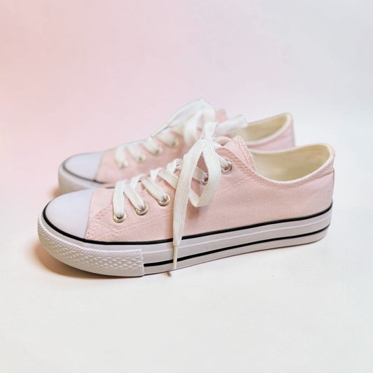 Top Moda Womens Casual Low Top Canvas Sneakers Pink/White 6.5