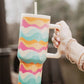 Neon Retro Stainless Steel Tumbler 38 Oz Screw Top & Straw Vacuum Insulated BPA Free - Tumblers from LemonDrop•LimePop