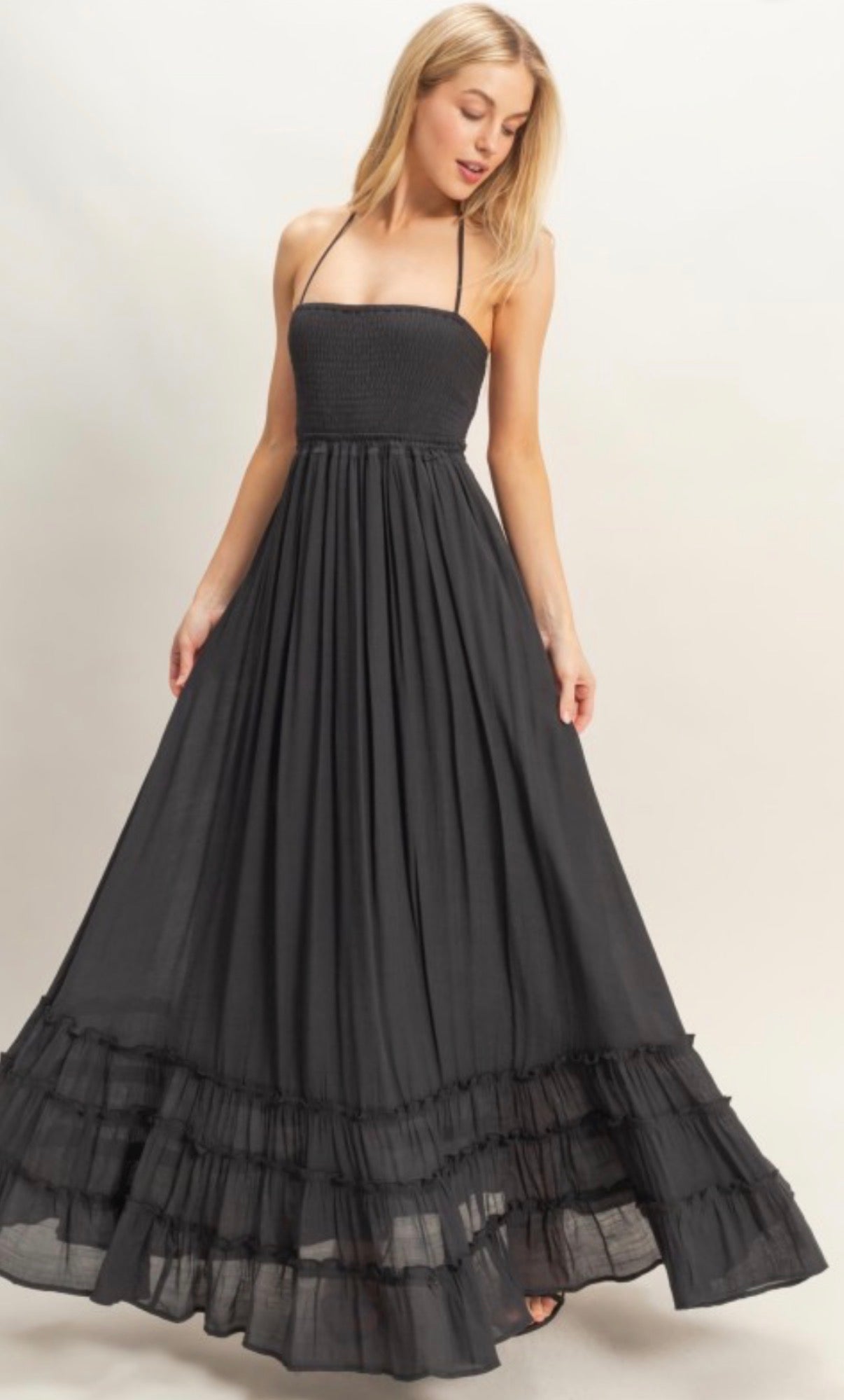 Smocked Halter Maxi Dress - Dresses from LemonDrop•LimePop