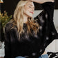 Women’s Cable Knit Sweater Black Ombré Relaxed Fit - Sweaters from LemonDrop•LimePop