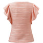 Apricot Pink Wavy Textured Ruffled Sleeve Top - Blouses from LemonDrop•LimePop