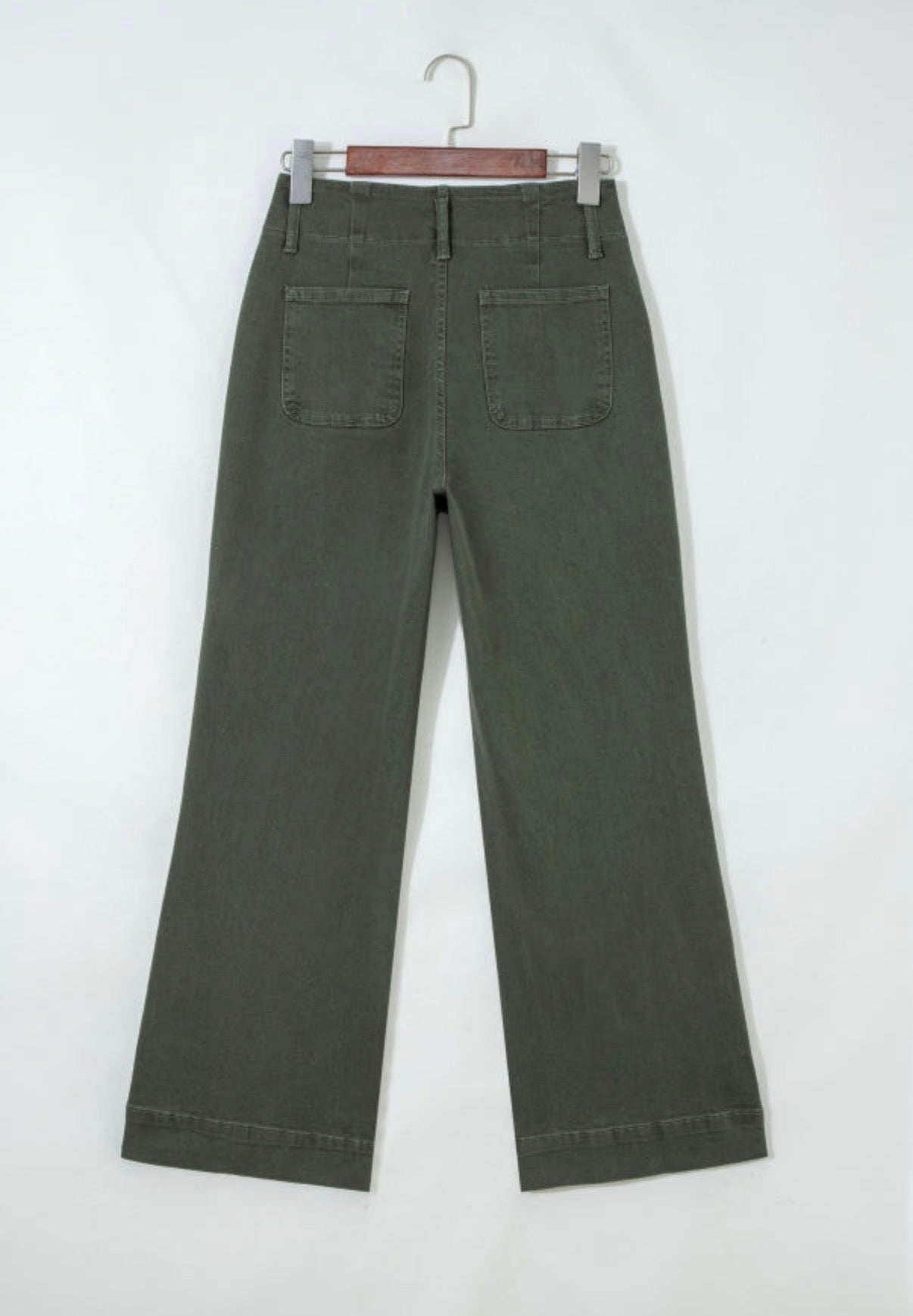 Mist Green 2-Button High Waist Flared Bottom Jeans - Jeans from LemonDrop•LimePop