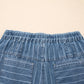 Sky Blue Stripe Wide Leg Pleated Jeans | Button Trousers - Jeans from LemonDrop•LimePop