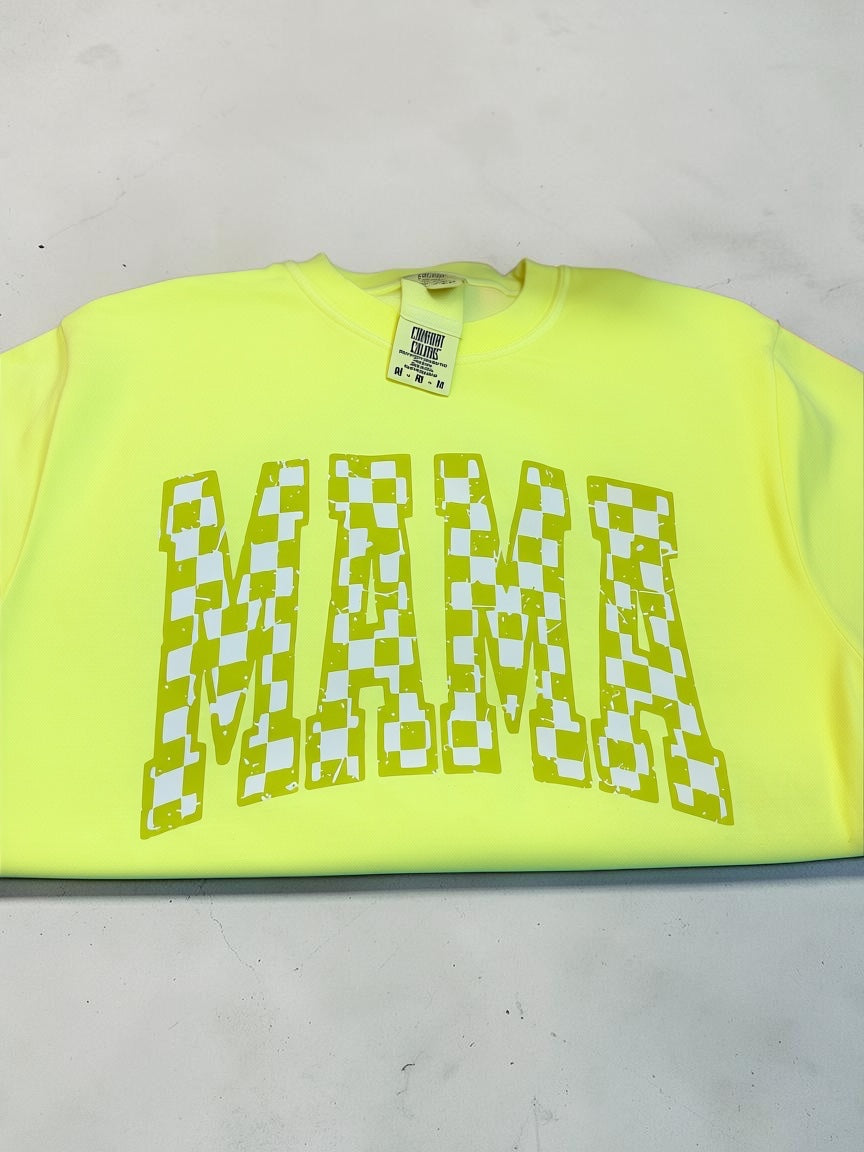 Checkered Mama Neon Varsity Tee - T-Shirts from Dash Forward Wholesale