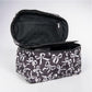 Black and white coquette bows quilted cosmetic bag with zip closure and inner mesh pocket