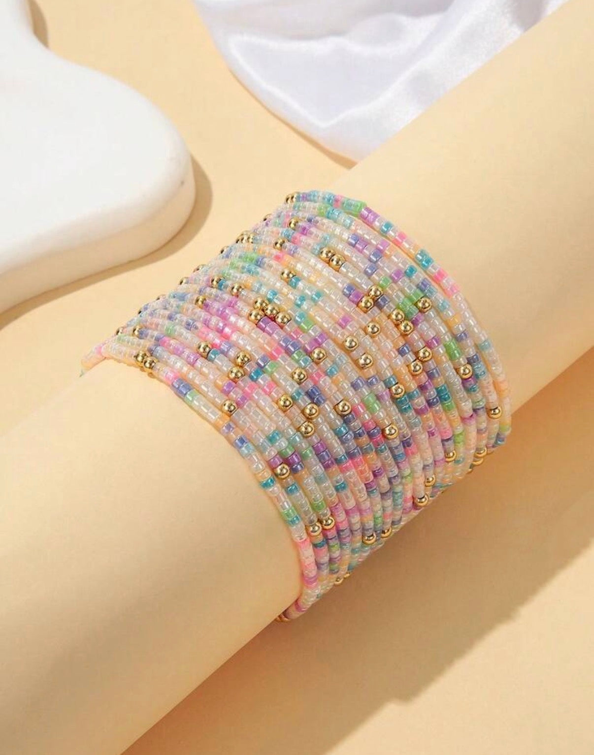 Multi-Color Bohemian Beaded Elastic Stacking Bracelet Set 19pcs - Bracelets from LemonDrop•LimePop