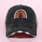 Distressed Black/White Trucker Hat Rainbow Adjustable SnapBack - Trucker Hats from LemonDrop•LimePop