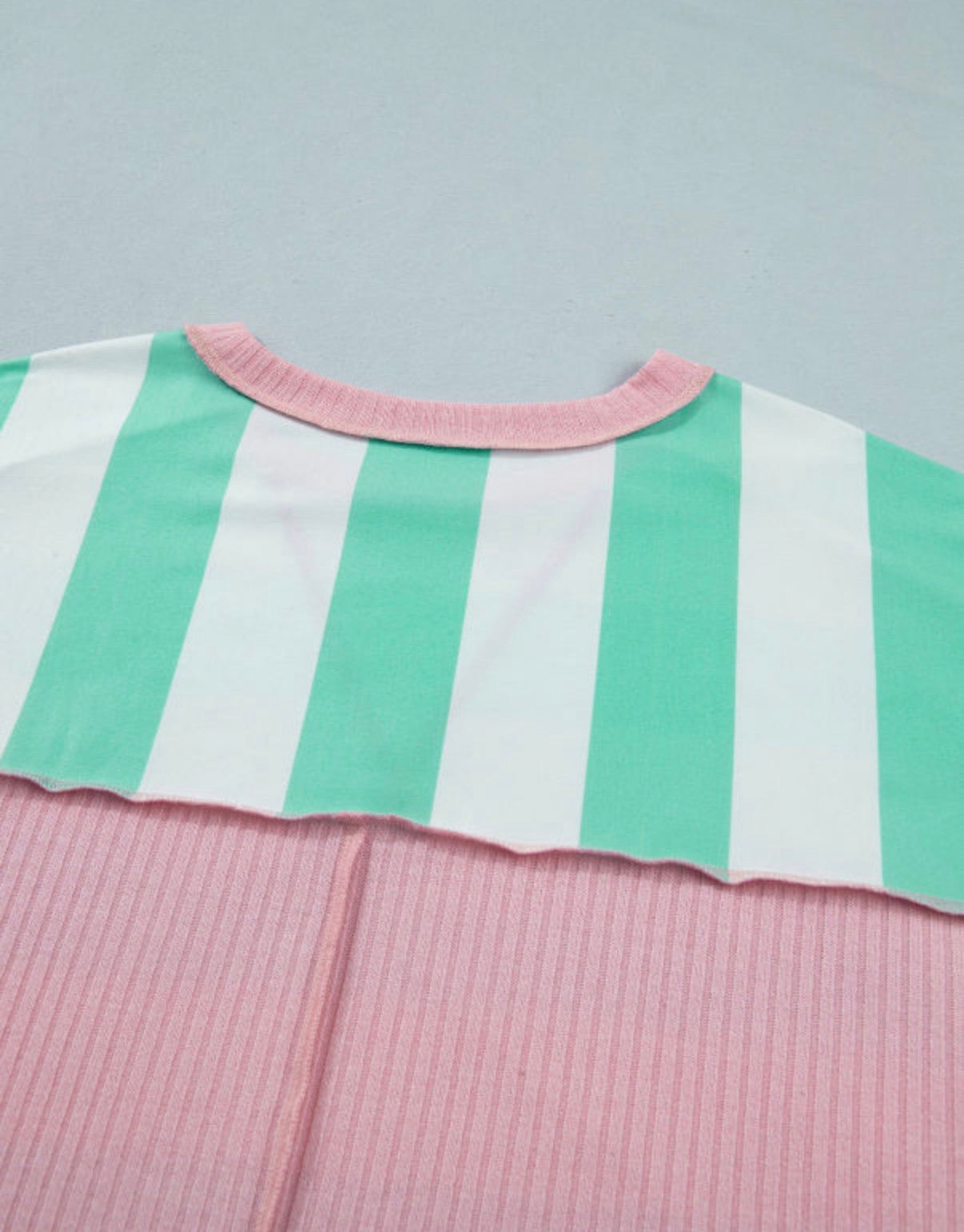 Exposed Seam Ribbed Patchwork Oversized Summer Tee - T-Shirts from LemonDrop•LimePop