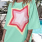 Color-block Star Patched Half Sleeve Oversized Tee - T-Shirts from LemonDrop•LimePop