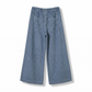 Sky Blue Stripe Wide Leg Pleated Jeans | Button Trousers - Jeans from LemonDrop•LimePop