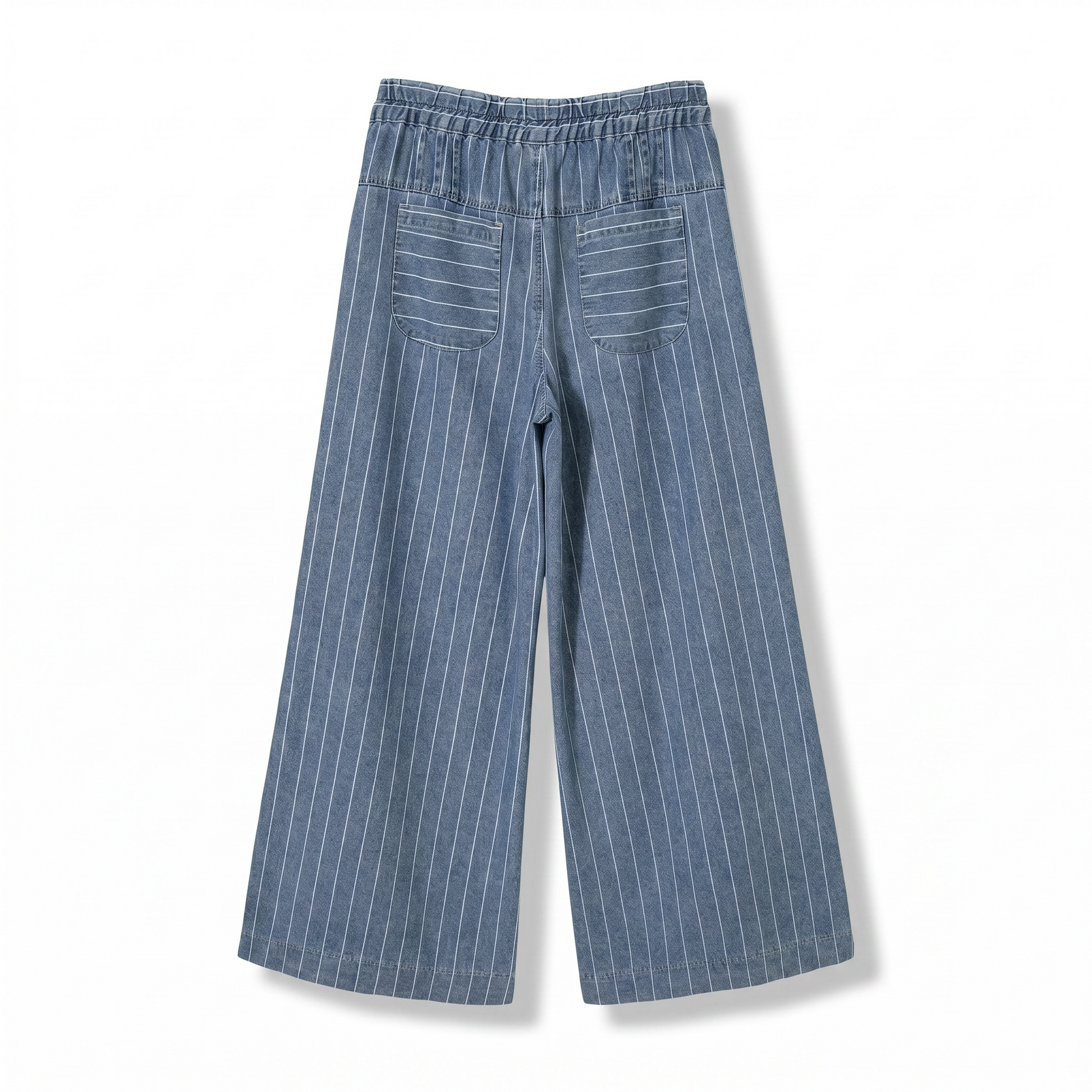 Sky Blue Stripe Wide Leg Pleated Jeans | Button Trousers - Jeans from LemonDrop•LimePop