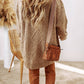 LDC Cable Knit Drop Shoulder Loose Fit Sweater Dress: Parchment / S - from Little Daisy Closet