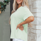 LemonDrop•LimePop mint green waffle knit V-neck short sleeve relaxed fit top